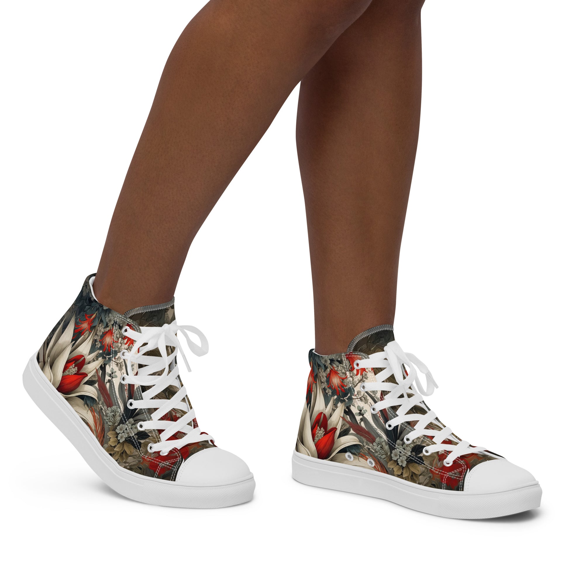 Women's Floral High - Top Canvas Sneakers | Comfortable Artistic Shoes - LucyKay store