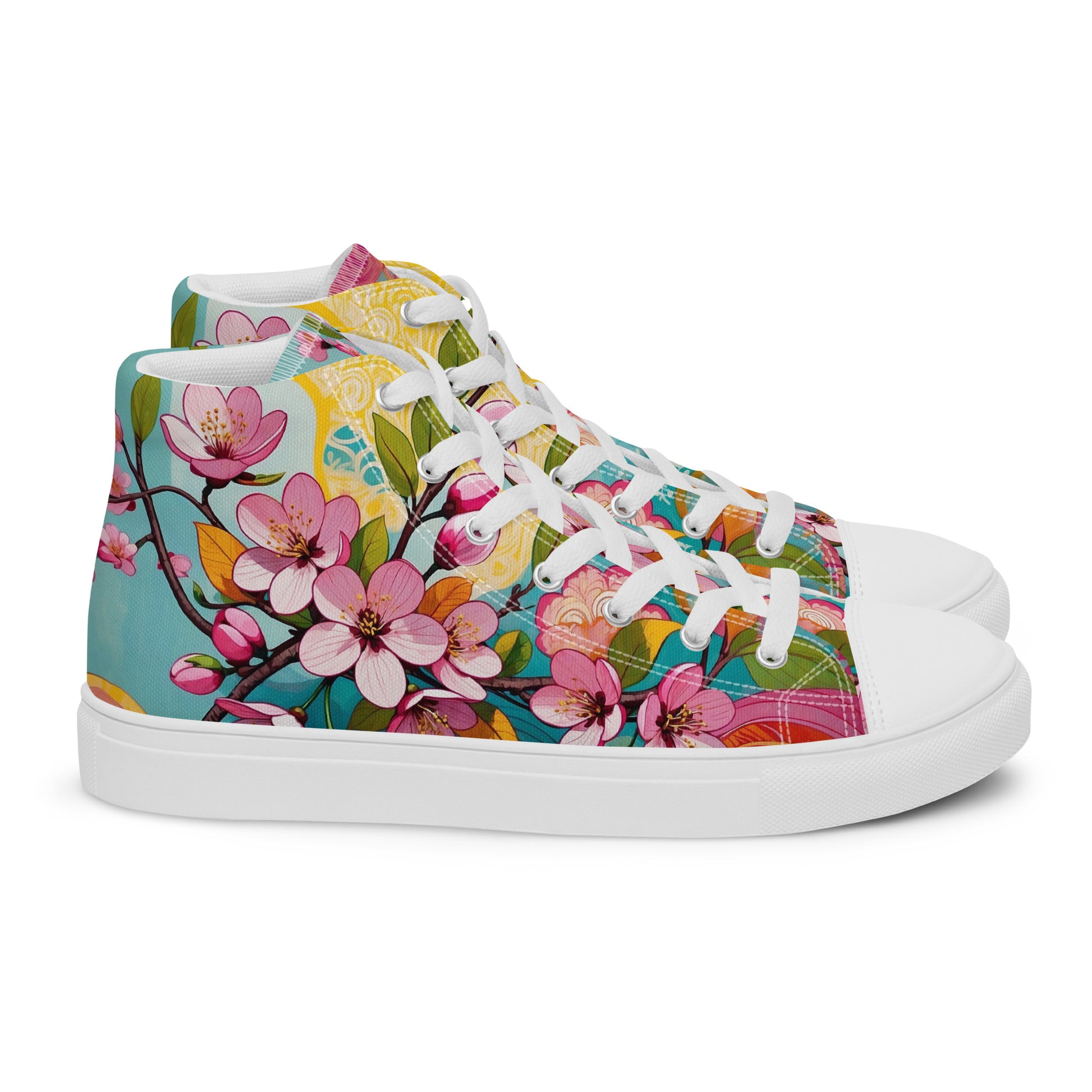 Women’s Floral High Top Sneakers – Colorful Canvas Streetwear Shoes - LucyKay store