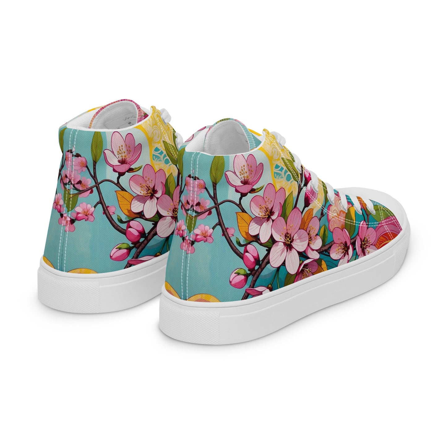 Women’s Floral High Top Sneakers – Colorful Canvas Streetwear Shoes - LucyKay store