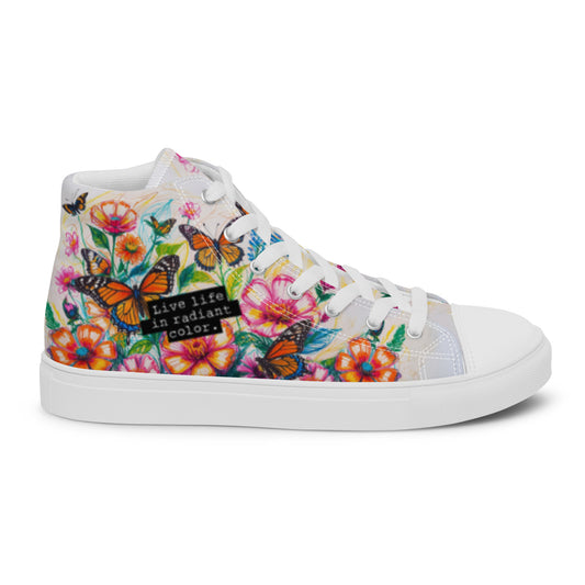 Women's Floral Butterfly High - Top Canvas Sneakers | Colorful Artistic Shoes - LucyKay store
