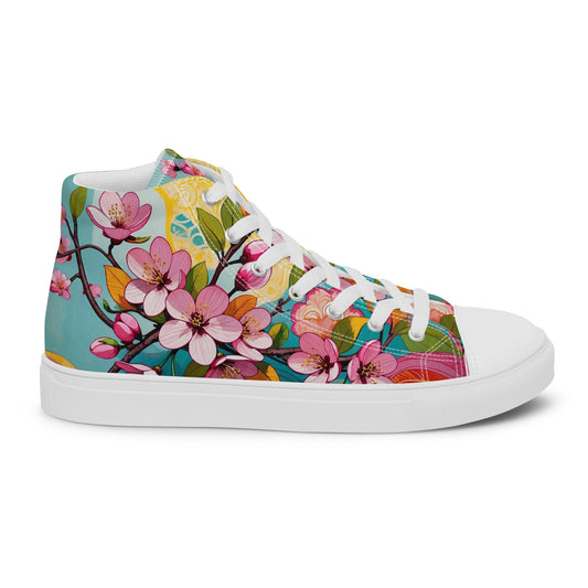 Women’s Floral High Top Sneakers – Colorful Canvas Streetwear Shoes - LucyKay store
