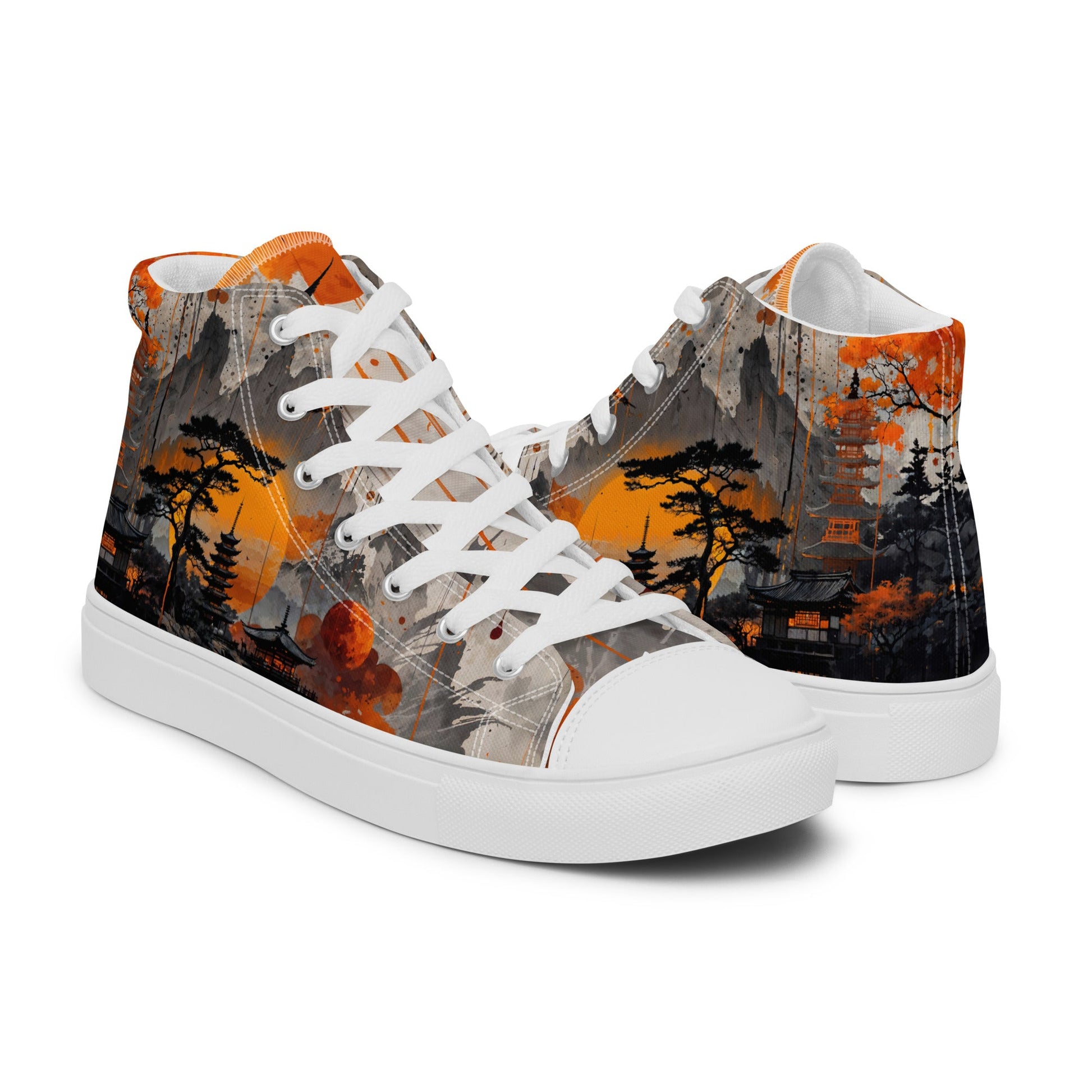 Zen Horizon High - Top Canvas Sneakers – Japanese Art - Inspired Footwear - LucyKay store