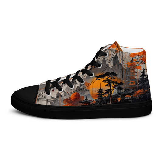 Zen Horizon High - Top Canvas Sneakers – Japanese Art - Inspired Footwear - LucyKay store