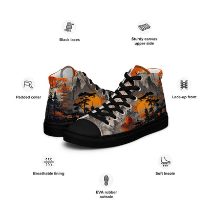 Zen Horizon High - Top Canvas Sneakers – Japanese Art - Inspired Footwear - LucyKay store
