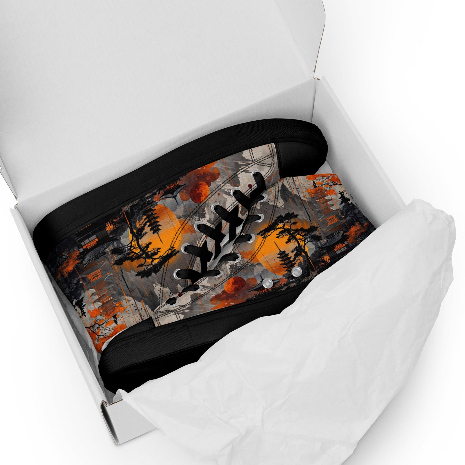 Zen Horizon High - Top Canvas Sneakers – Japanese Art - Inspired Footwear - LucyKay store