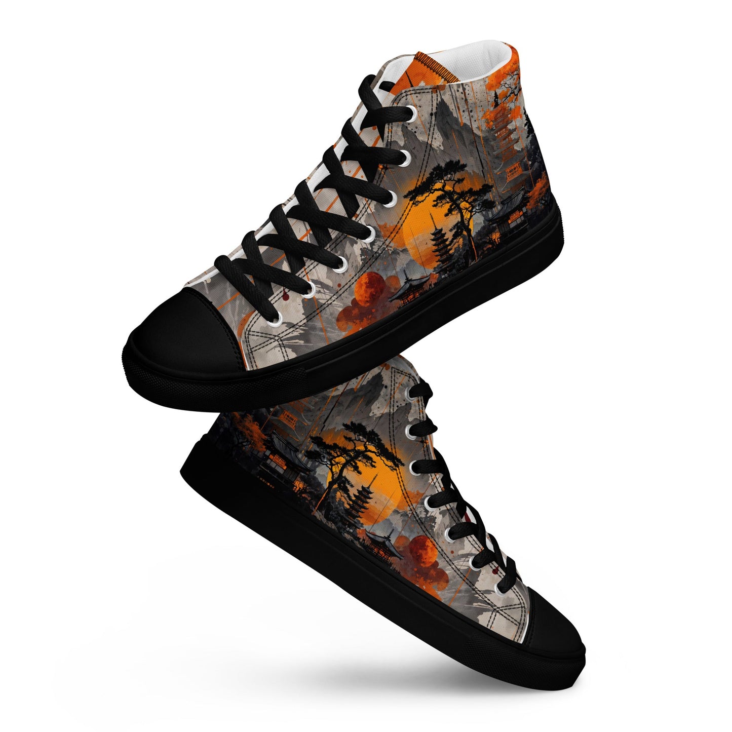 Zen Horizon High - Top Canvas Sneakers – Japanese Art - Inspired Footwear - LucyKay store