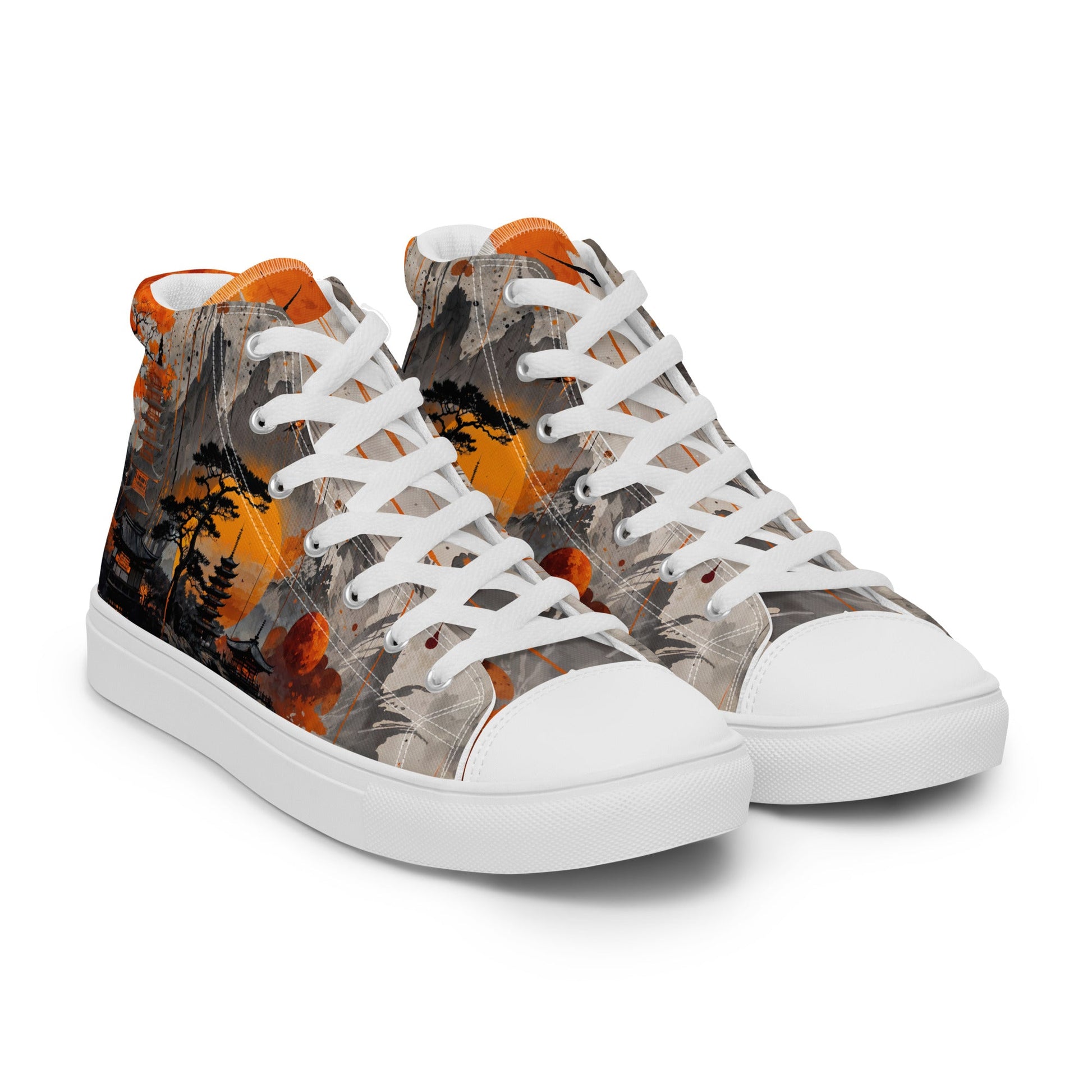 Zen Horizon High - Top Canvas Sneakers – Japanese Art - Inspired Footwear - LucyKay store