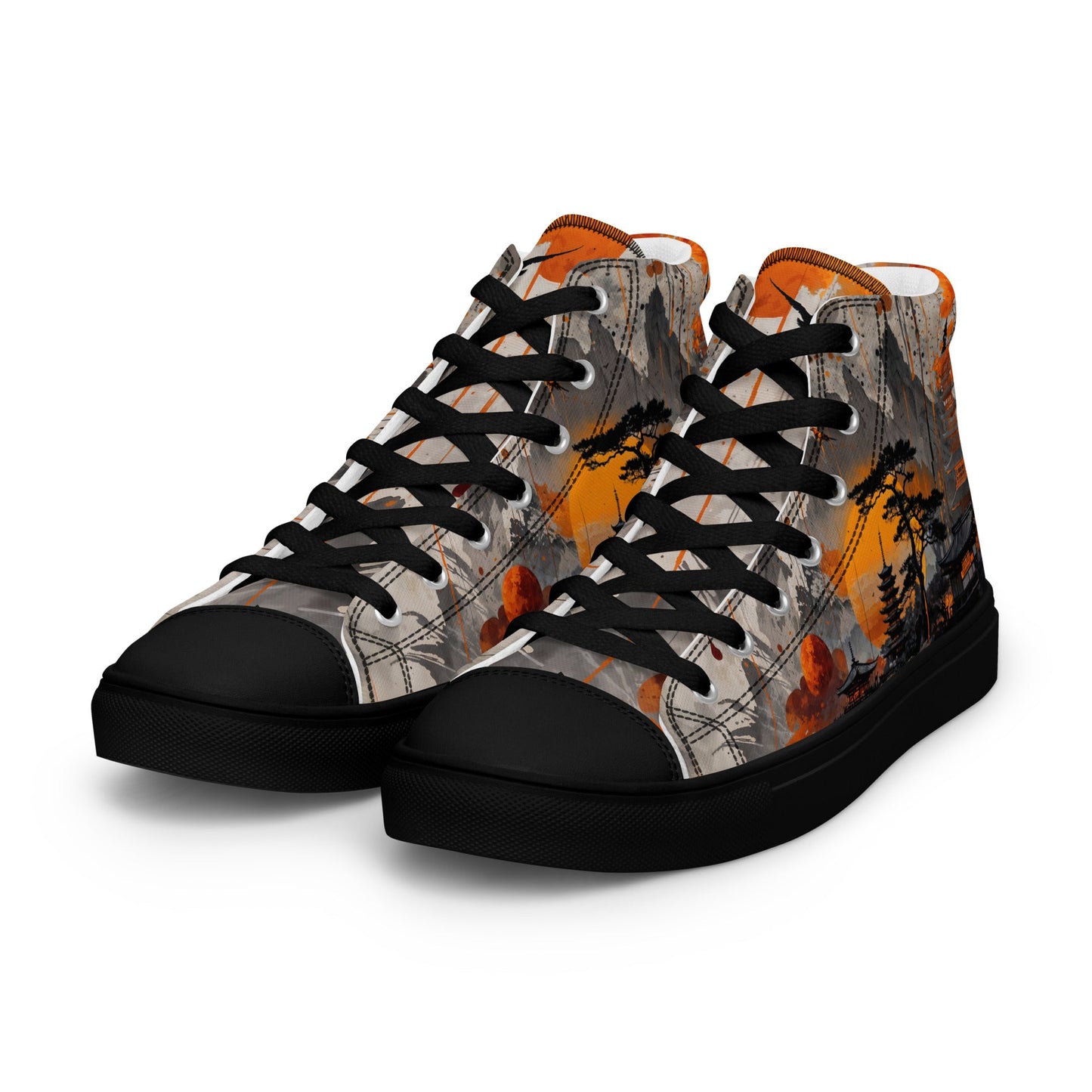 Zen Horizon High - Top Canvas Sneakers – Japanese Art - Inspired Footwear - LucyKay store
