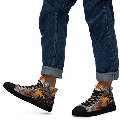 Zen Horizon High - Top Canvas Sneakers – Japanese Art - Inspired Footwear - LucyKay store