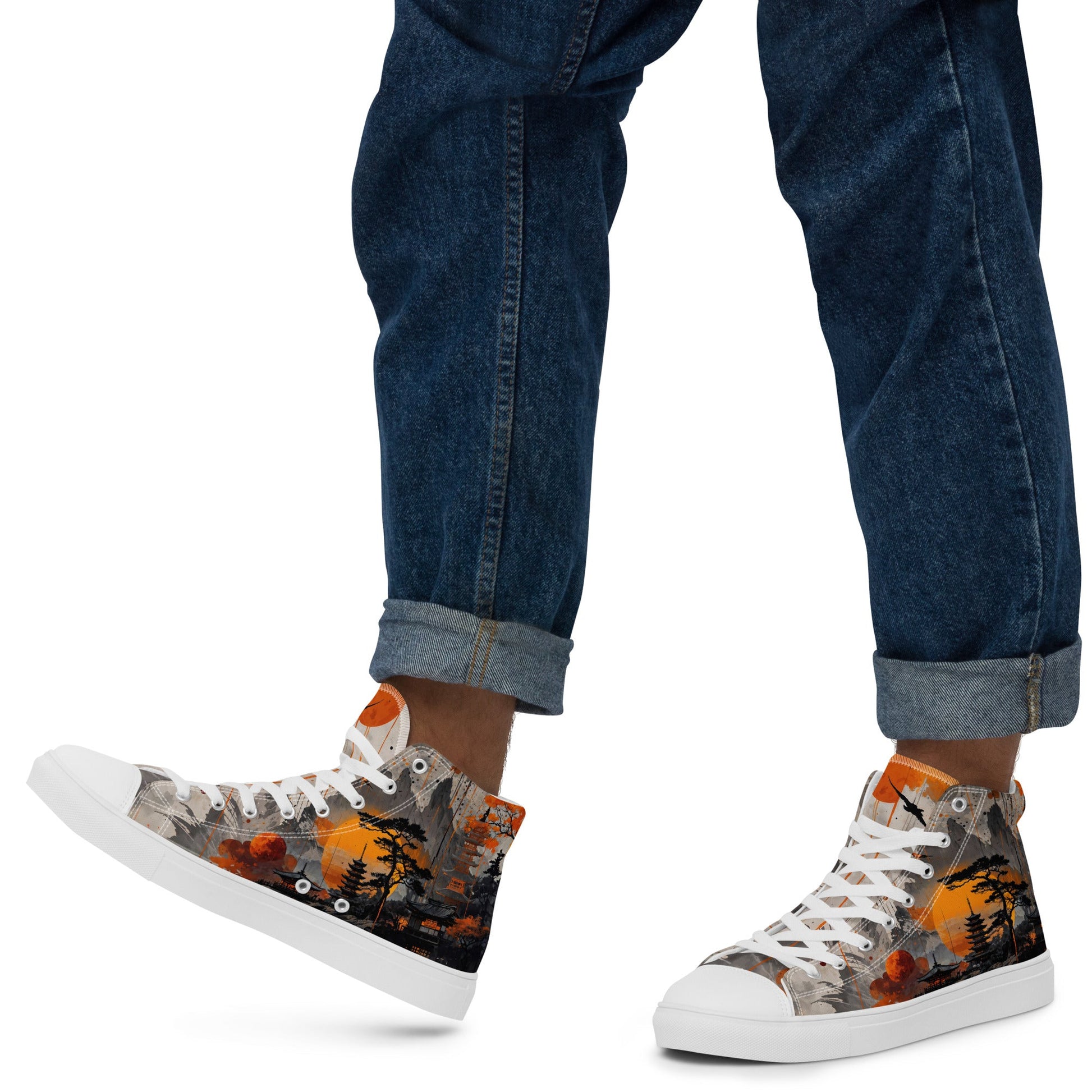 Zen Horizon High - Top Canvas Sneakers – Japanese Art - Inspired Footwear - LucyKay store