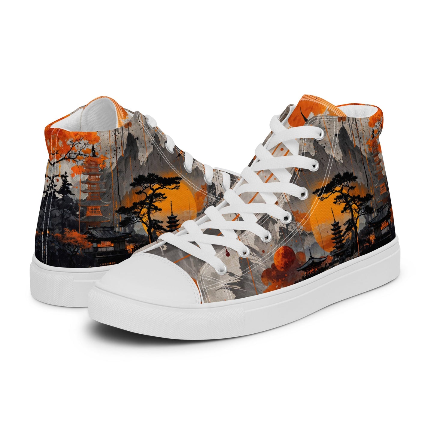 Zen Horizon High - Top Canvas Sneakers – Japanese Art - Inspired Footwear - LucyKay store
