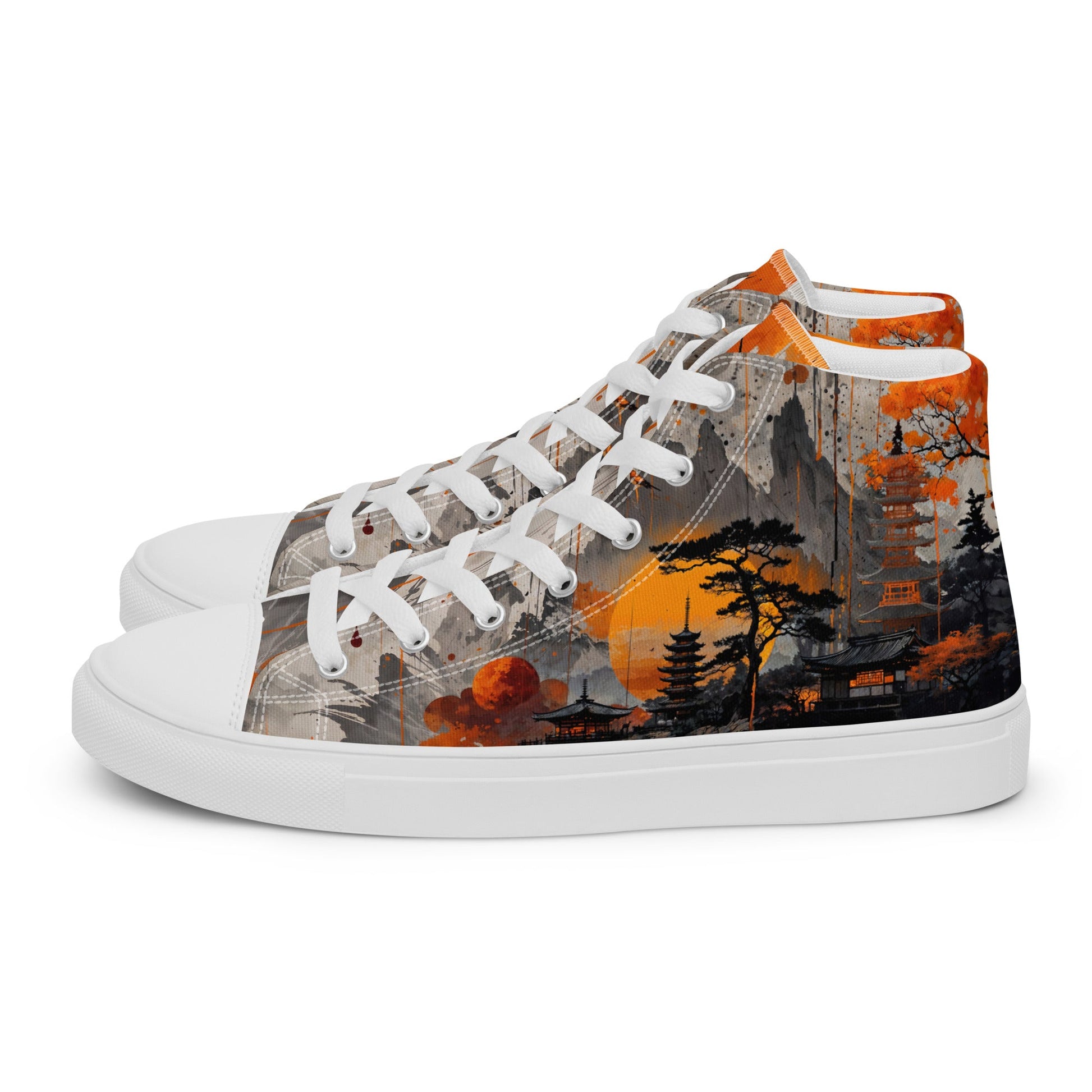 Zen Horizon High - Top Canvas Sneakers – Japanese Art - Inspired Footwear - LucyKay store