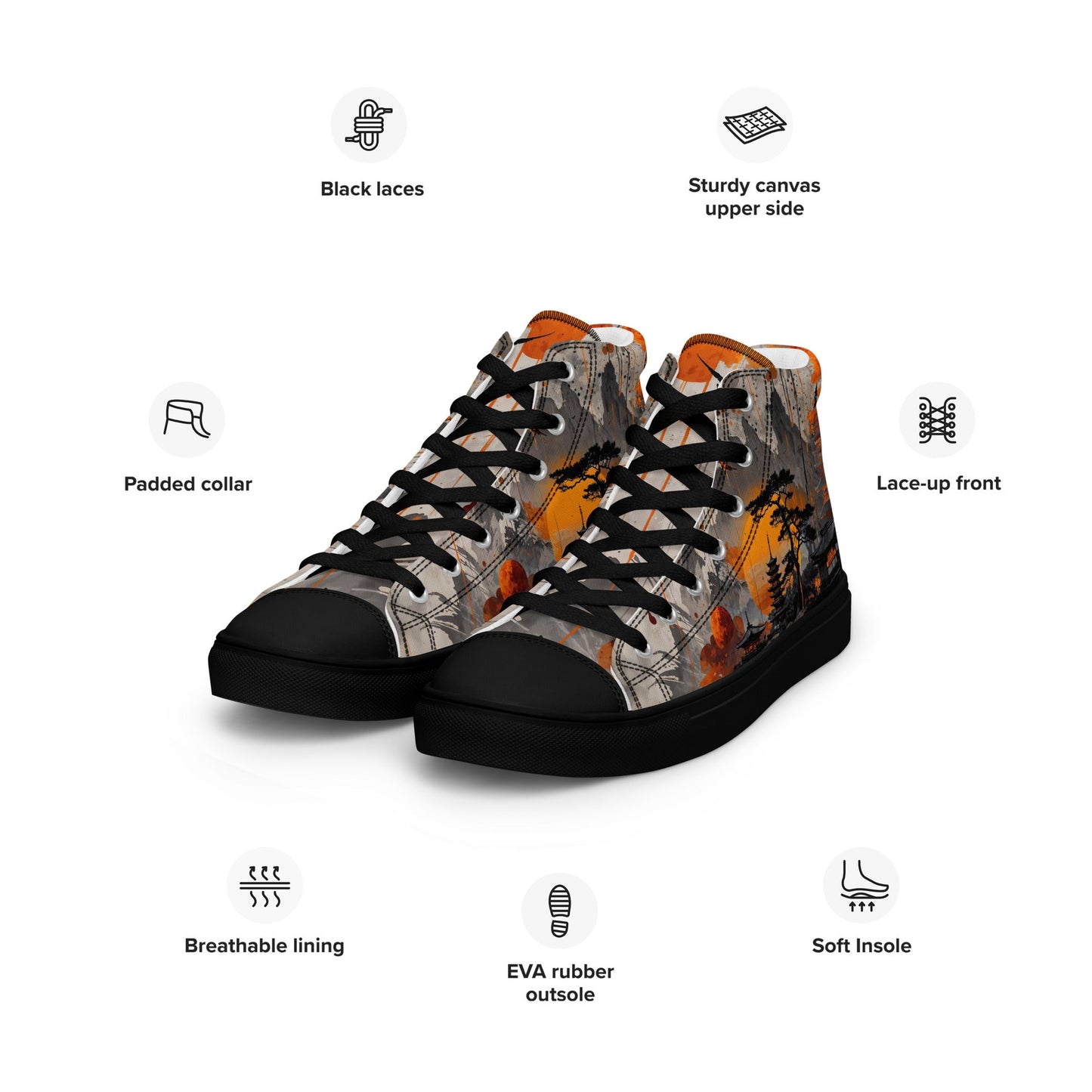 Zen Horizon High - Top Canvas Sneakers – Japanese Art - Inspired Footwear - LucyKay store