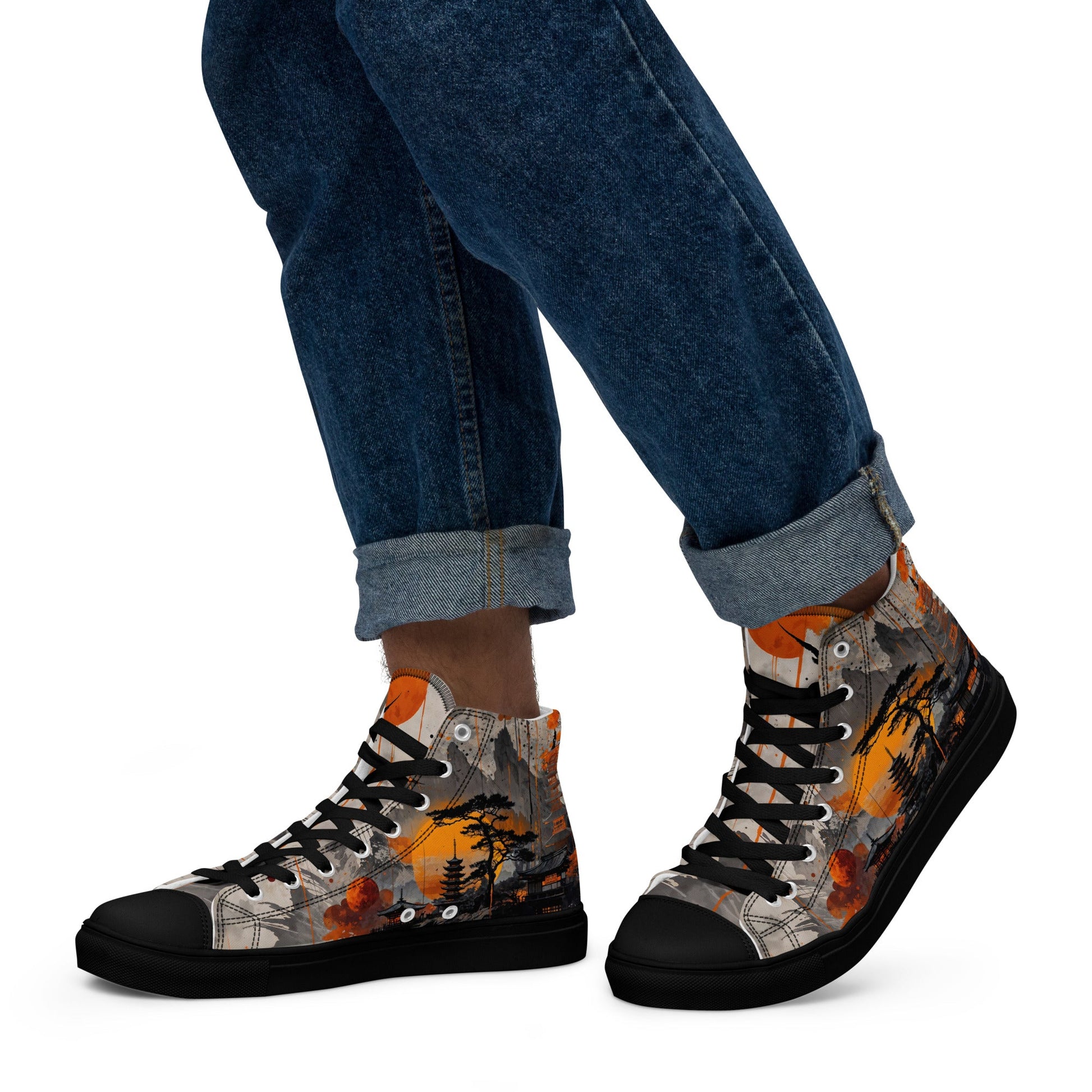 Zen Horizon High - Top Canvas Sneakers – Japanese Art - Inspired Footwear - LucyKay store