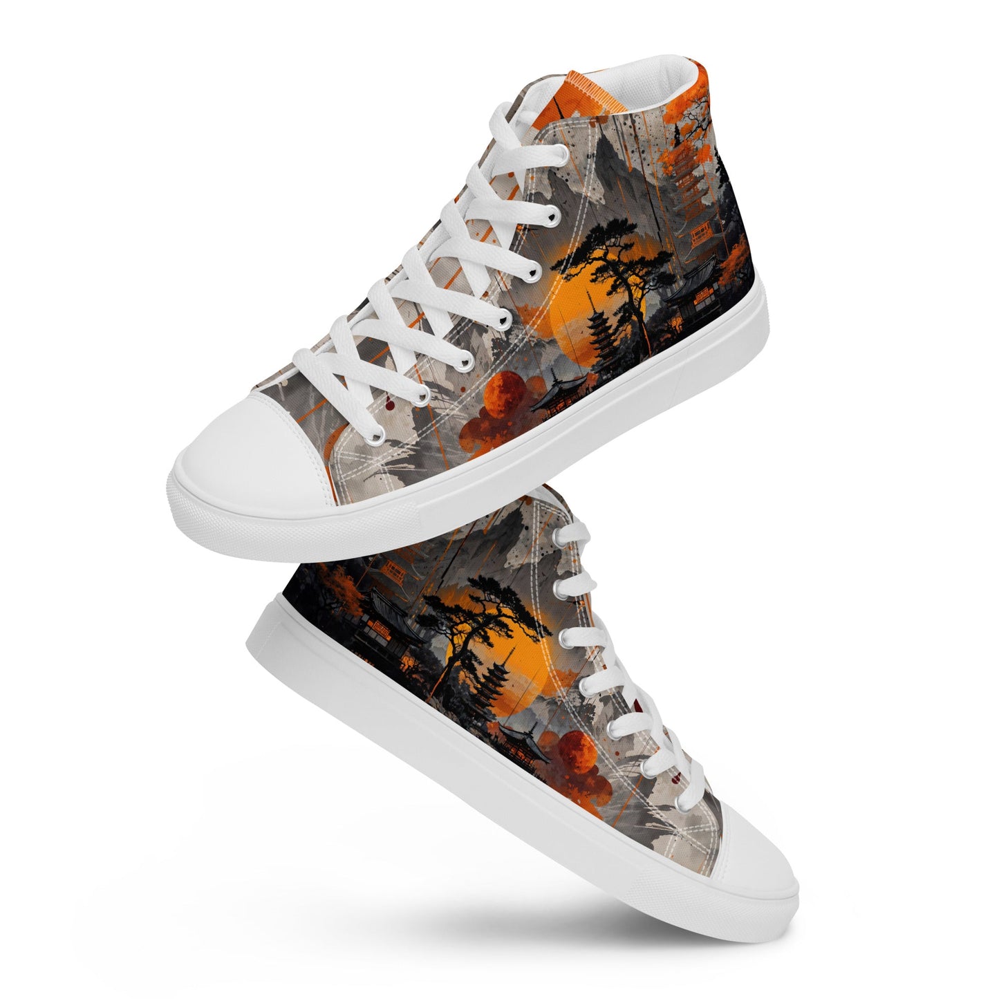 Zen Horizon High - Top Canvas Sneakers – Japanese Art - Inspired Footwear - LucyKay store