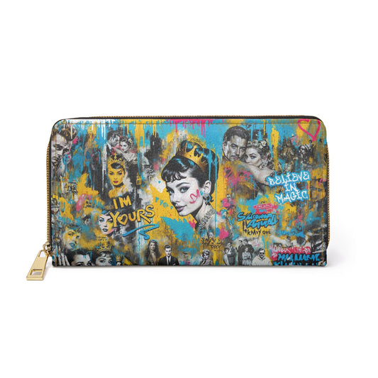 Zipper Wallet - Audrey Hepburn Portait Graffiti Pop Art - LucyKay store