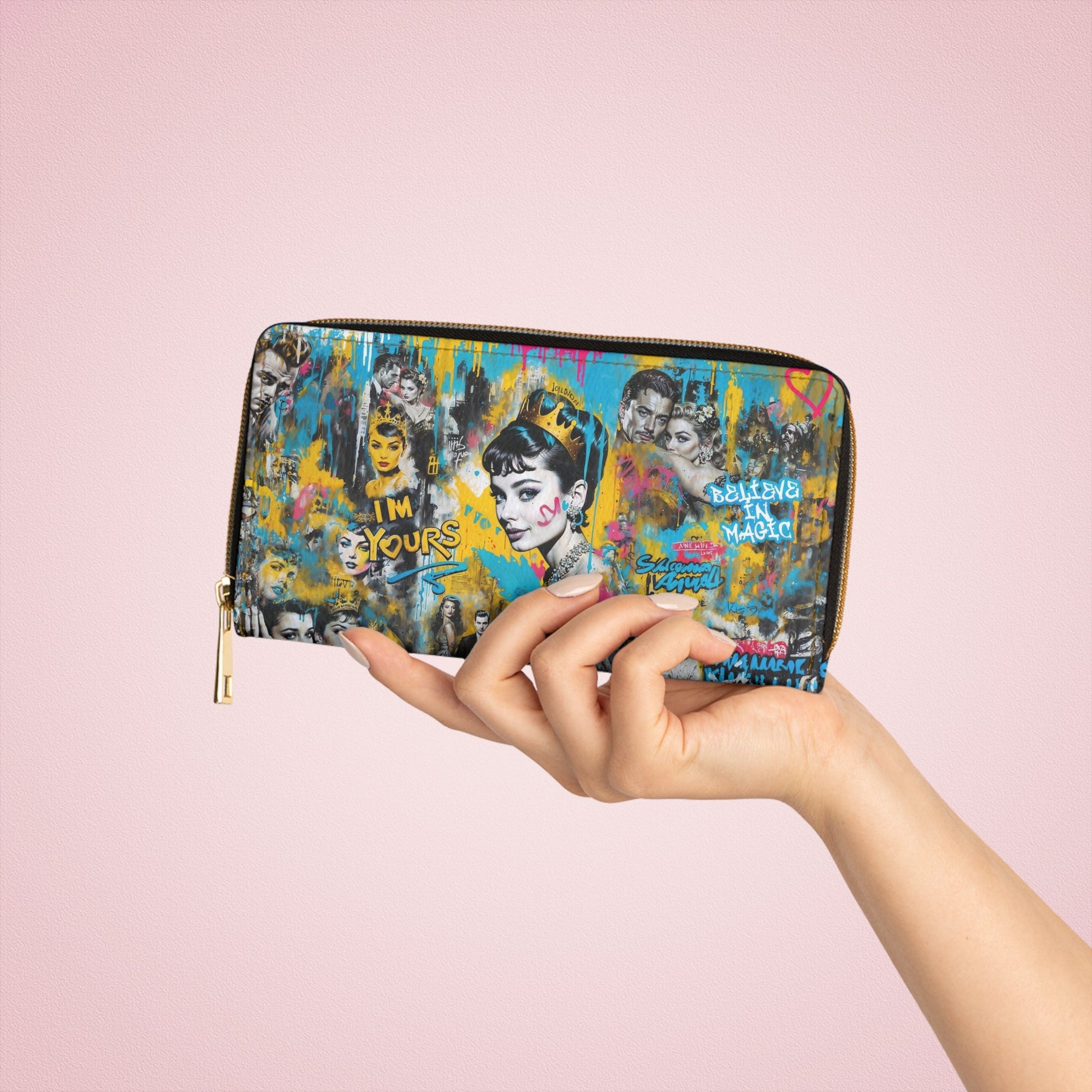 Zipper Wallet - Audrey Hepburn Portait Graffiti Pop Art - LucyKay store