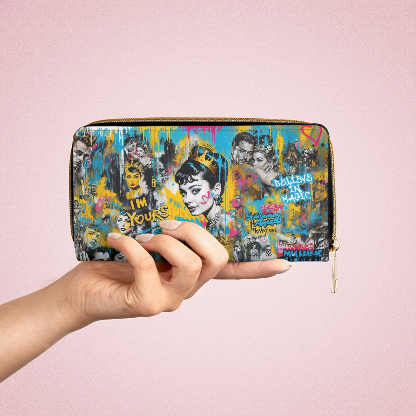 Zipper Wallet - Audrey Hepburn Portait Graffiti Pop Art - LucyKay store