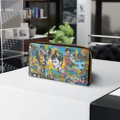 Zipper Wallet - Audrey Hepburn Portait Graffiti Pop Art - LucyKay store